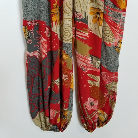 Earthbound Women Floral Boho Harem Pants Sz L Pull On Summer Beach - Picture 3 of 8